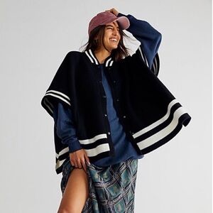 Free People Pep Rally Stripe Poncho